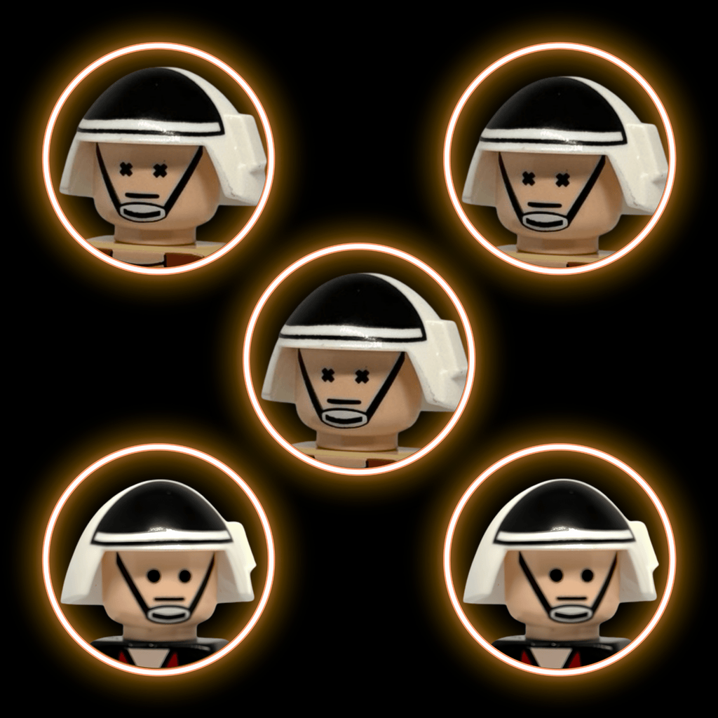 5x Rebel TCS Helmets and Heads — custom Star Wars minifigure accessory on premium 1:1 bricks