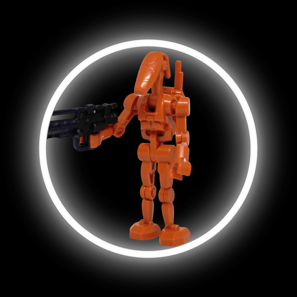 Posable B-1 Geonosis Battle Droid — custom Star Wars minifigure on premium 1:1 bricks
