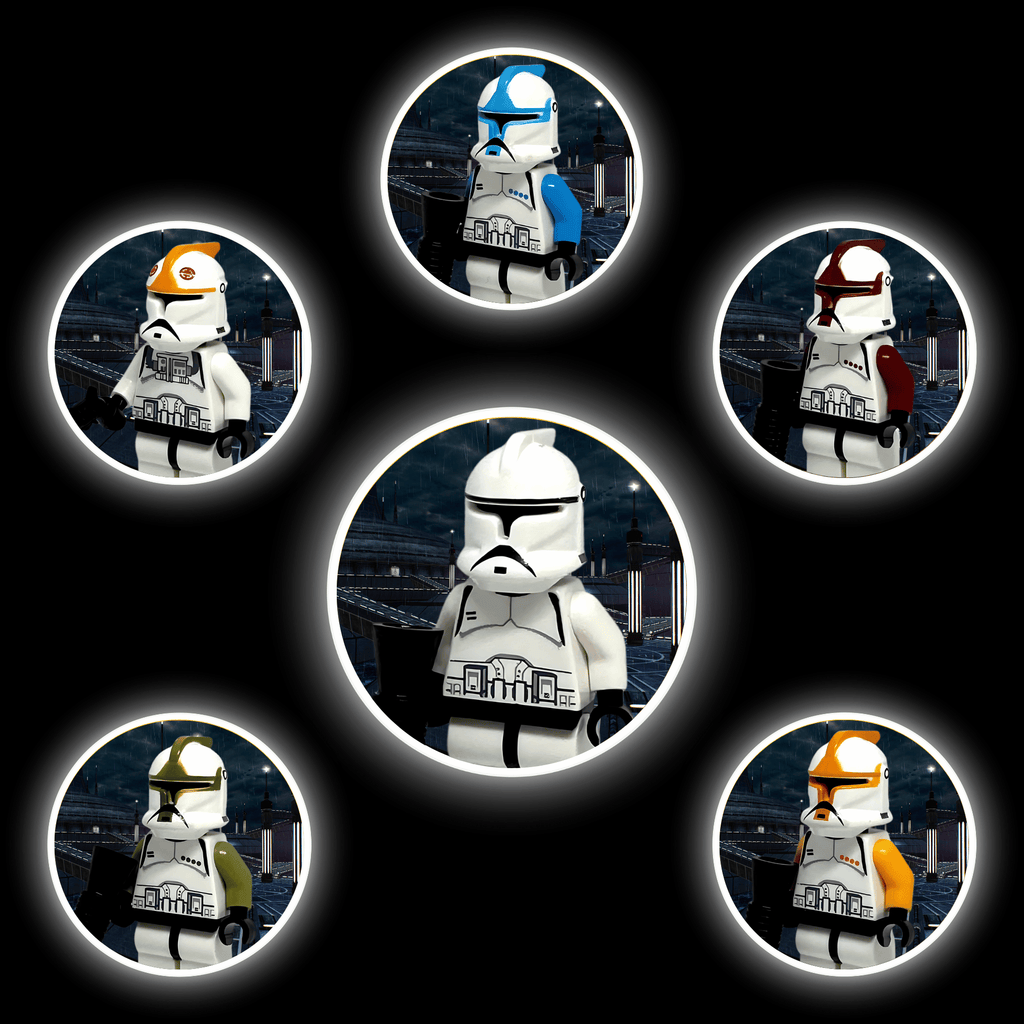 FULL COLLECTION 6x PREMIUM Retro P1 Clone Troopers - Official Parts Custom
