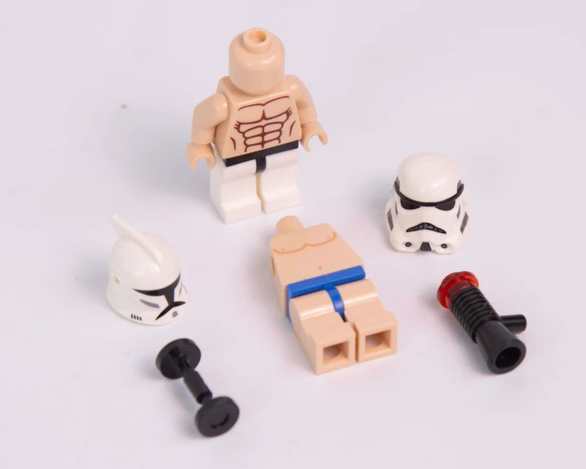 Workout clone and beach stormtrooper off-duty combo custom minifigures with dumbbell - view 3