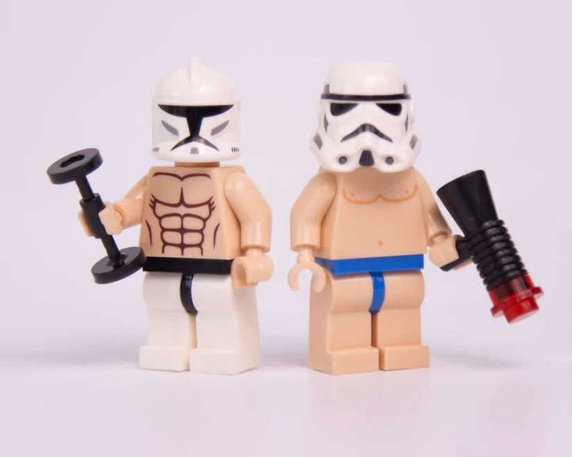 Workout clone and beach stormtrooper off-duty combo custom minifigures with dumbbell - view 2